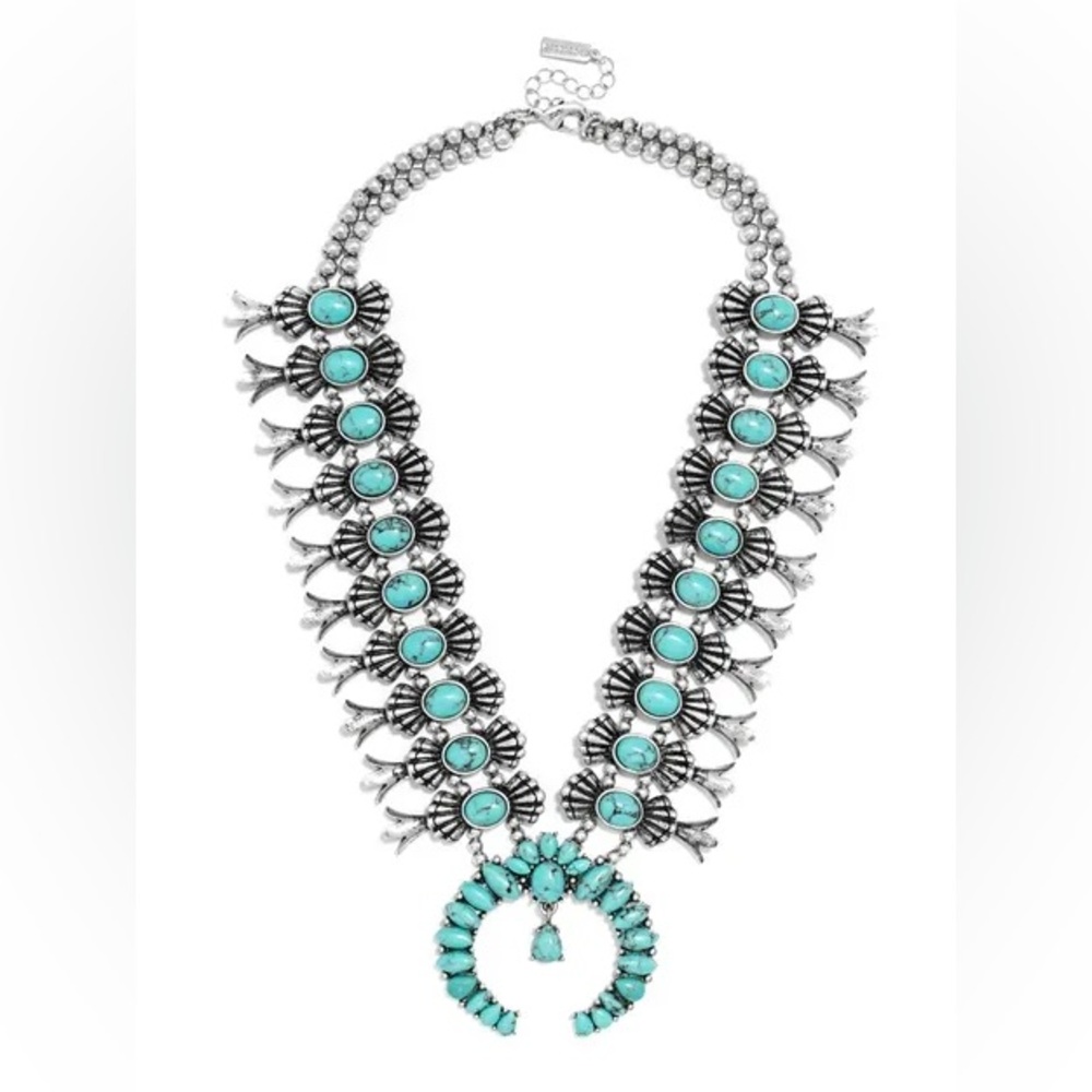 BAUBLEBAR Squash Blossom Turquoise Silver Necklace